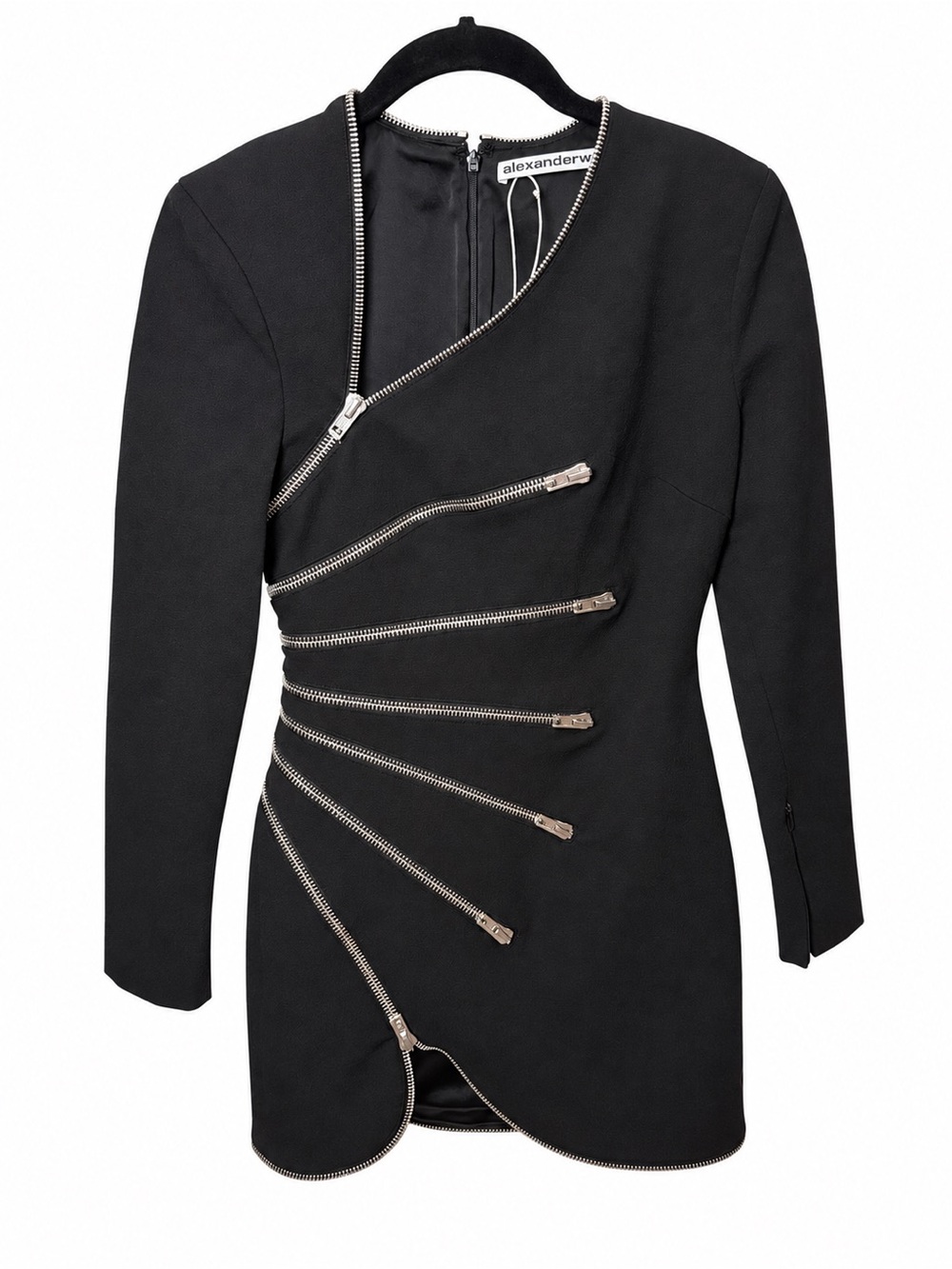 Alexander Wang Long Sleeve Crepe Sunburst Zip Mini Dress Size 2